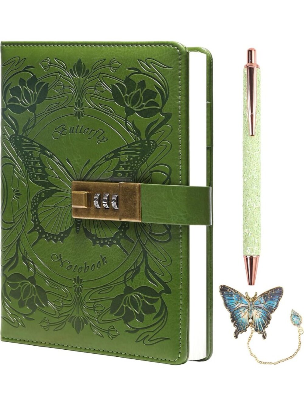 Lined Locked Journal for Women & Girls, Butterfly Design, A5 Refillable Notebook